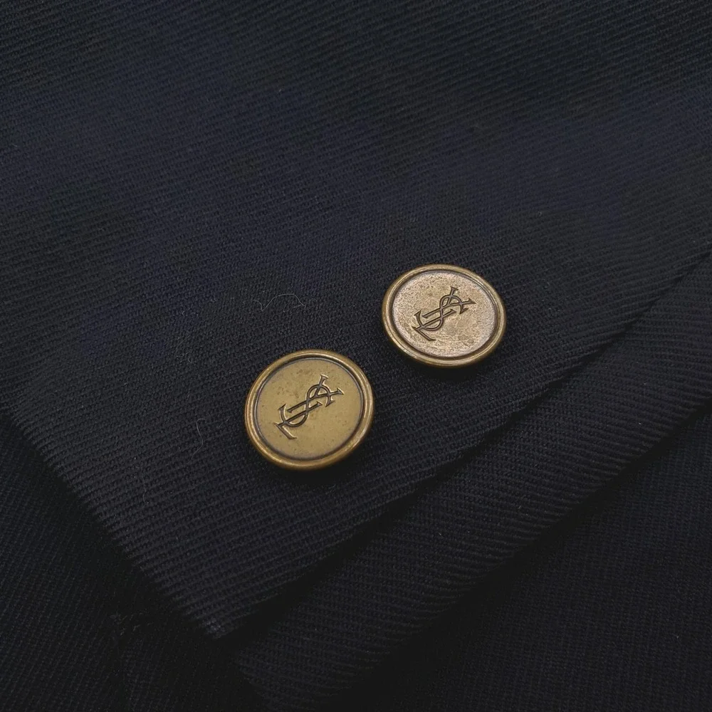 Vintage Yves Saint Laurent Blazer Mens 38 Navy Blue Gold Button Sport Coat